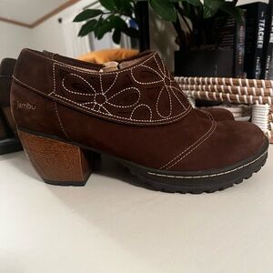 Jambu Women's Istanbul Leather Floral Brown Mules Y2K 8.5M